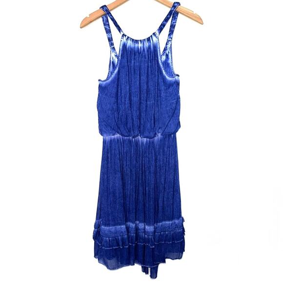 Free People Aphrodite Blue Tie Dye Asymmetric Hem Dress Size Medium - Picture 10 of 13